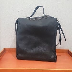Faux black leather backpack